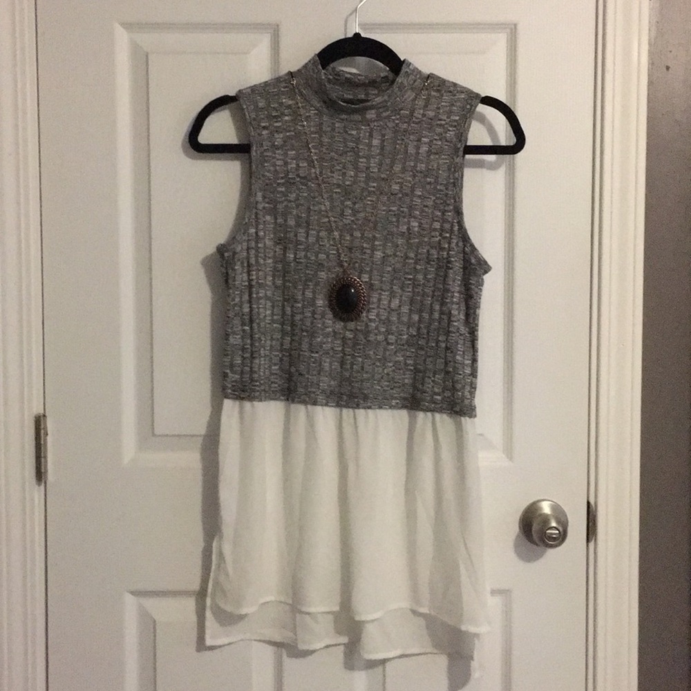 Gray and white blouse